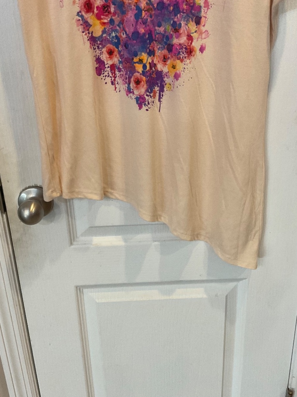 Disney Colorful Yellow Floral Mickey Head Short Sleeve T-Shirt - Large LIKE NEW - Picture 2 of 6